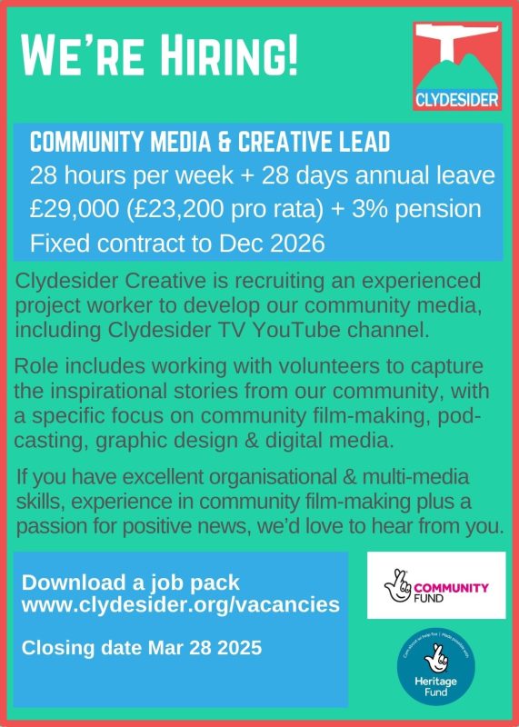 Job advert for Community Media Lead