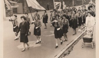 Old photo of guides on parade